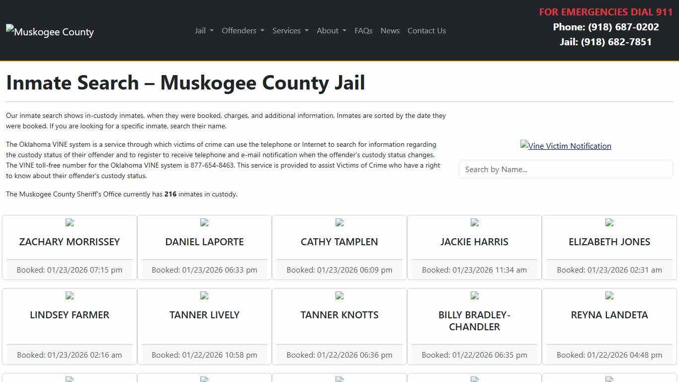 Inmate Search Muskogee County Sheriff's Office