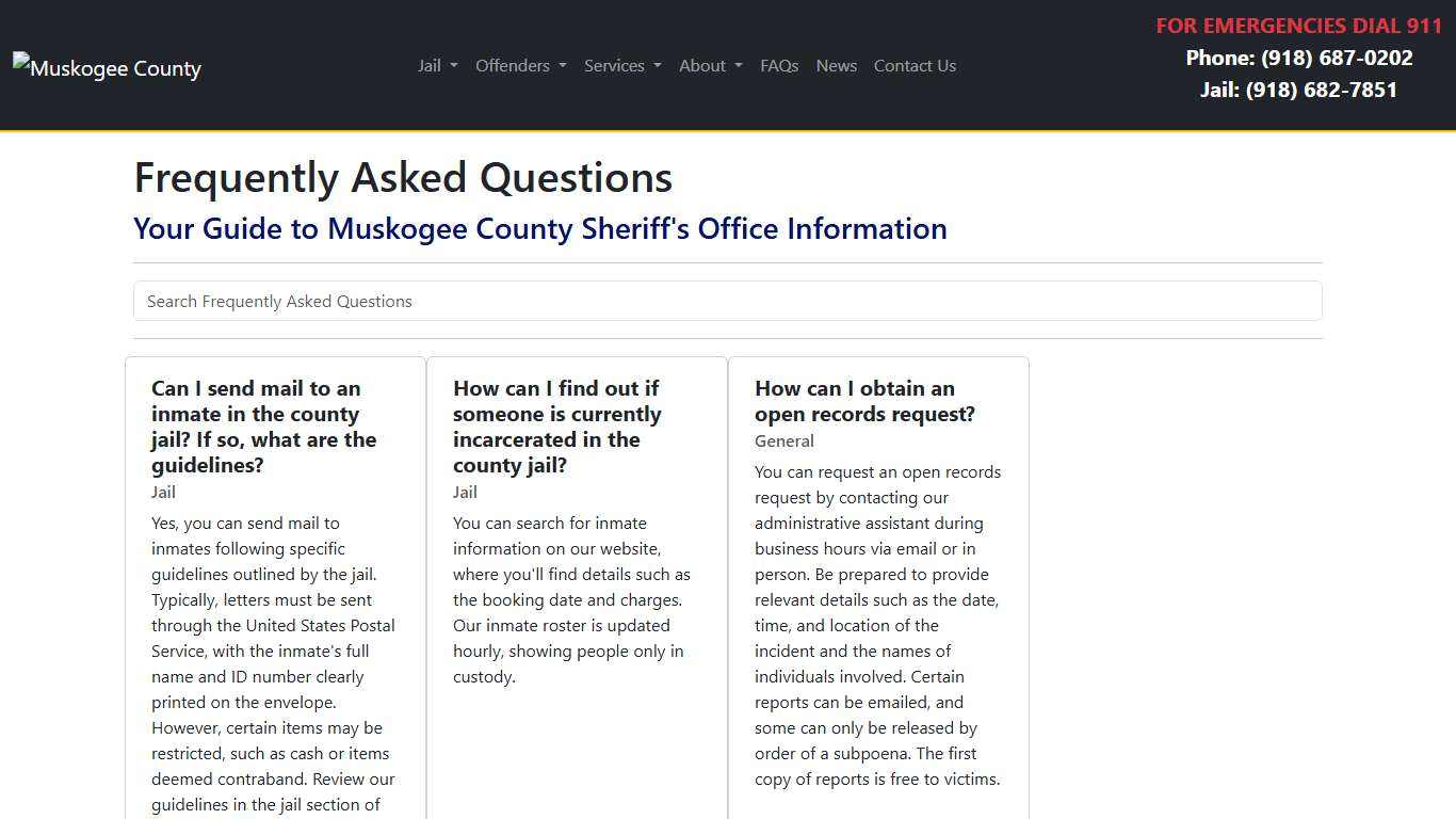 FAQs Muskogee County Sheriff's Office