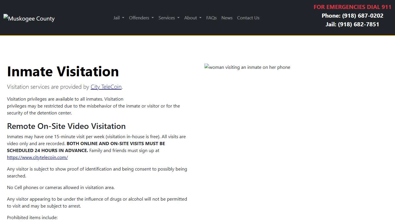 Inmate Visitation Muskogee County Sheriff's Office Oklahoma